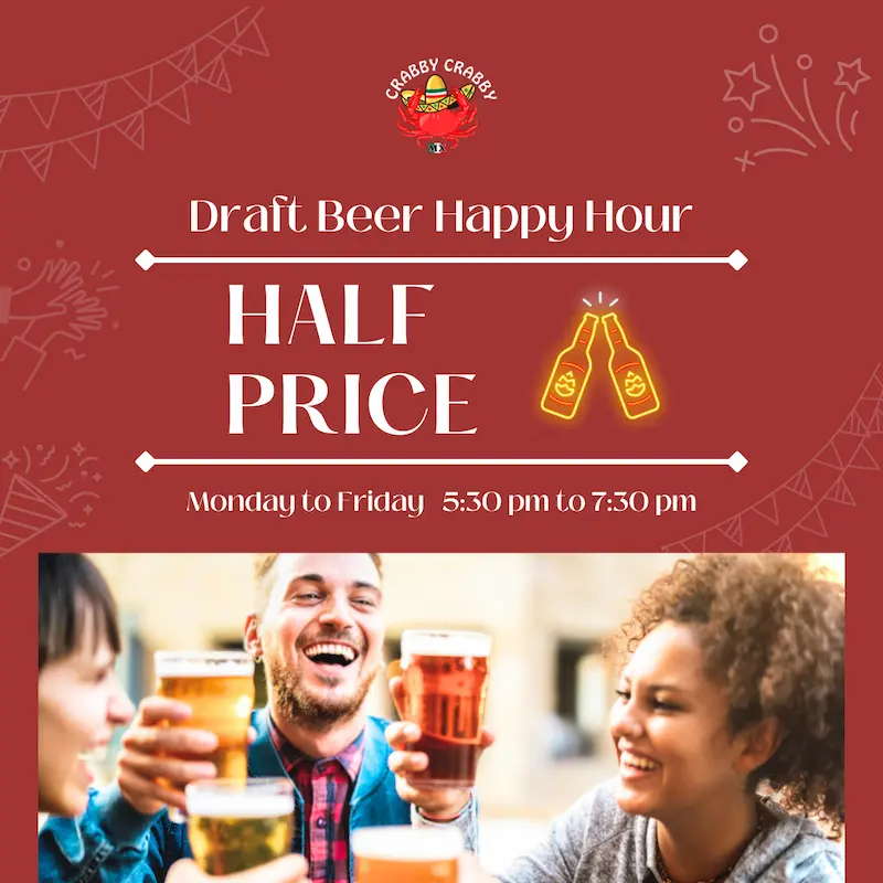 holiday special, enjoy half-price draft beer